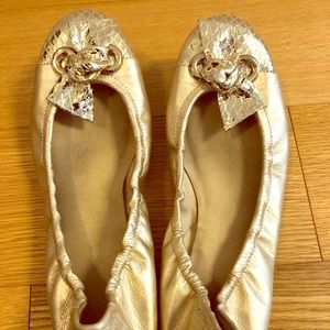 Stuart Weitzman Gold Flats